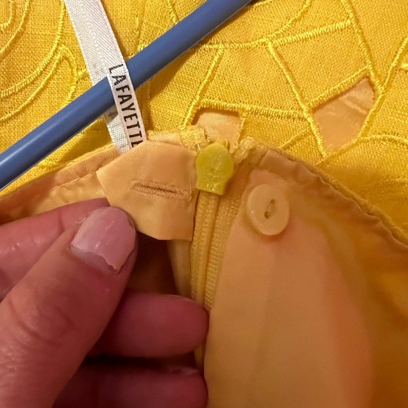 Lafayette 148 New York Yellow Linen Floral Skirt in Size 10 - Picture 5 of 7